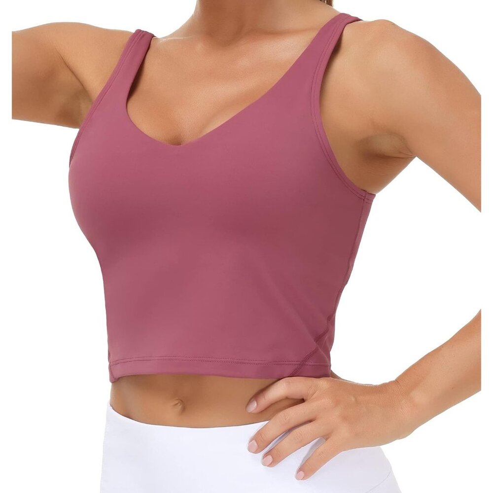 〽️Women's Rose Red Pullover Longline Soft Padded Wirefree Athletics Sports Bra